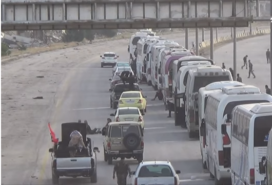 مغادرة الدفعة الأولى من المقاتلين والمدنيين جنوب الغوطة الشرقية