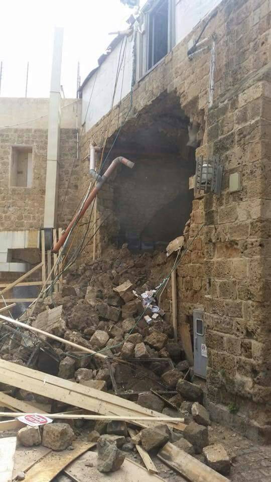 انهيار جدار في البلدة القديمة في عكا دون اصابات