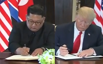 بعد المصافحة التاريخية بين الزعيمين ترامب وكيم التوقيع على وثيقة تفاهم تتضمن نزع كوريا لاسلحتها النووية