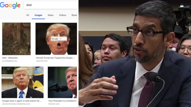 مدير “غوغل” يجيب في الكونغرس عن سؤال لماذا تظهر صورة ترامب عندما نكتب “أحمق” (فيديو)