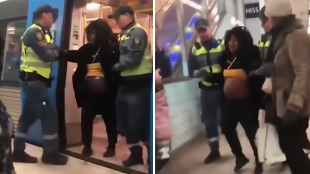 غضب في السويد بعد طرد وجر امرأة حامل بالقوة خارج قطار استوكهولم (فيديو)