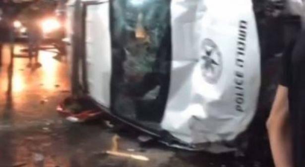 انقلاب سيارة شرطة في اعبلين!