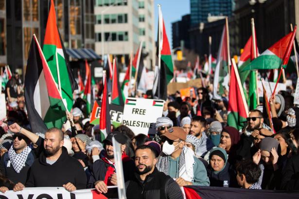 آلاف المتظاهرين أمام مبنى البرلمان الكندي مطالبين بوقف دائم لإطلاق النار على غزة