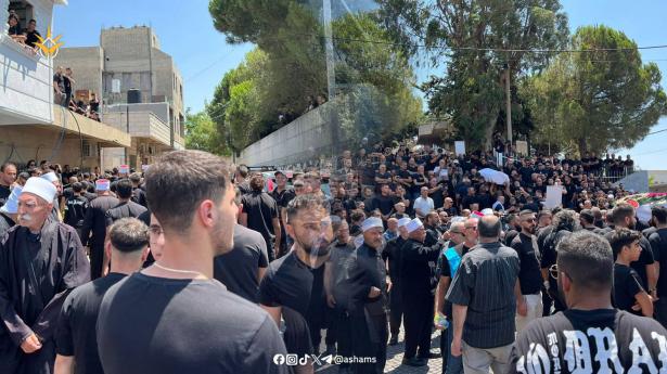 خلال تشييع الجثامين بالجولان - وسائل التواصل