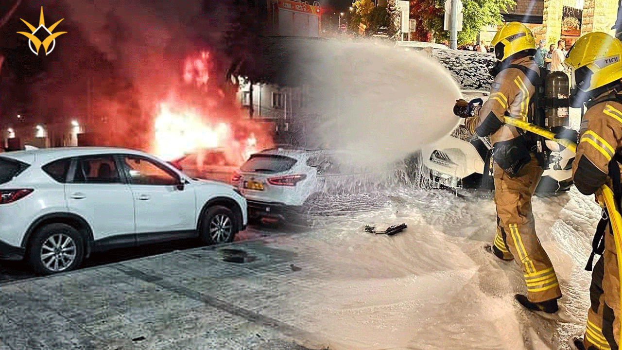 من مكان انفجار السيارة في عكا - وسائل التواصل