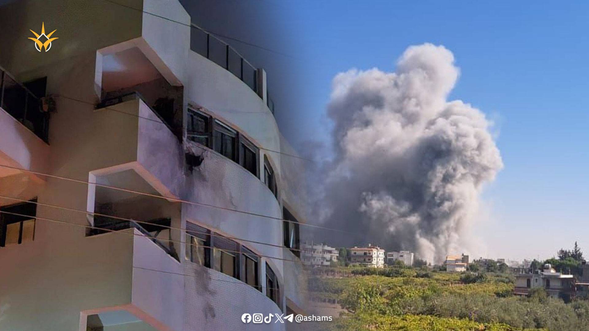 بيت المسنين الذي تعرض للقصف في هرتسليا - شهود عيان 
وغارة إسرائيلة على البقاع - وسائل التواصل