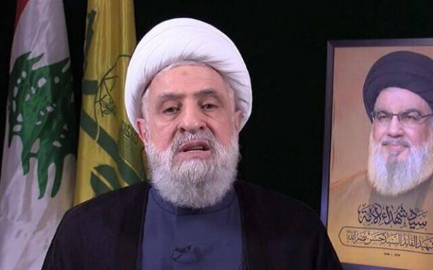 الأمين العام لحزب الله الشيخ نعيم قاسم - خلال كلمته  (Screenshot)
 