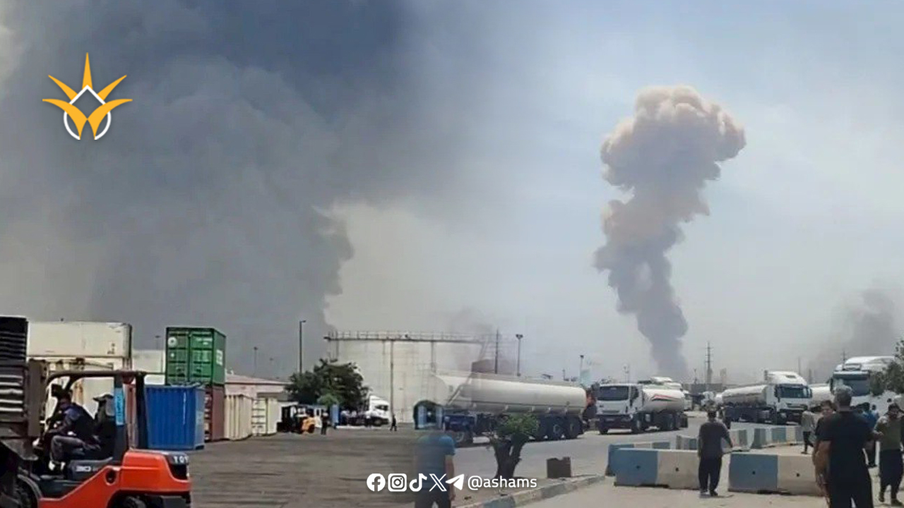 انفجار ضخم في ميناء شهيد رجائي بجنوب إيران 