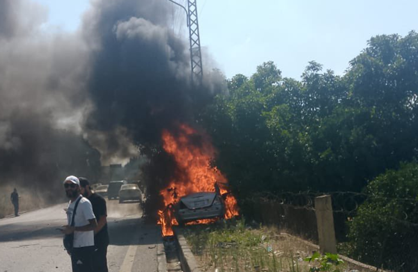 استهداف السيارة اليوم - وسائل التواصل 