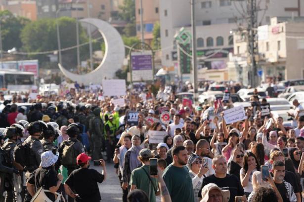 من وقفة احتجاجية في سخنين - وسائل التواصل