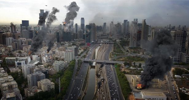 Tel Aviv City Under attack in war aerial view - Shutterstouck