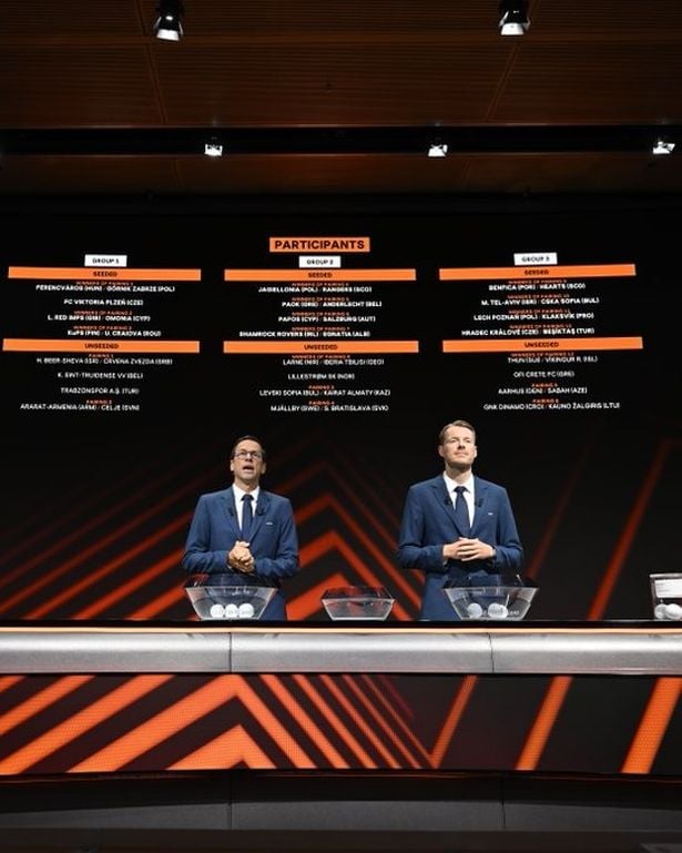 مراسم إعلان نتائج القرعة، الصورة من الحساب الرسمي ليوروبا ليغ على منصة إكس- @EuropaLeague
