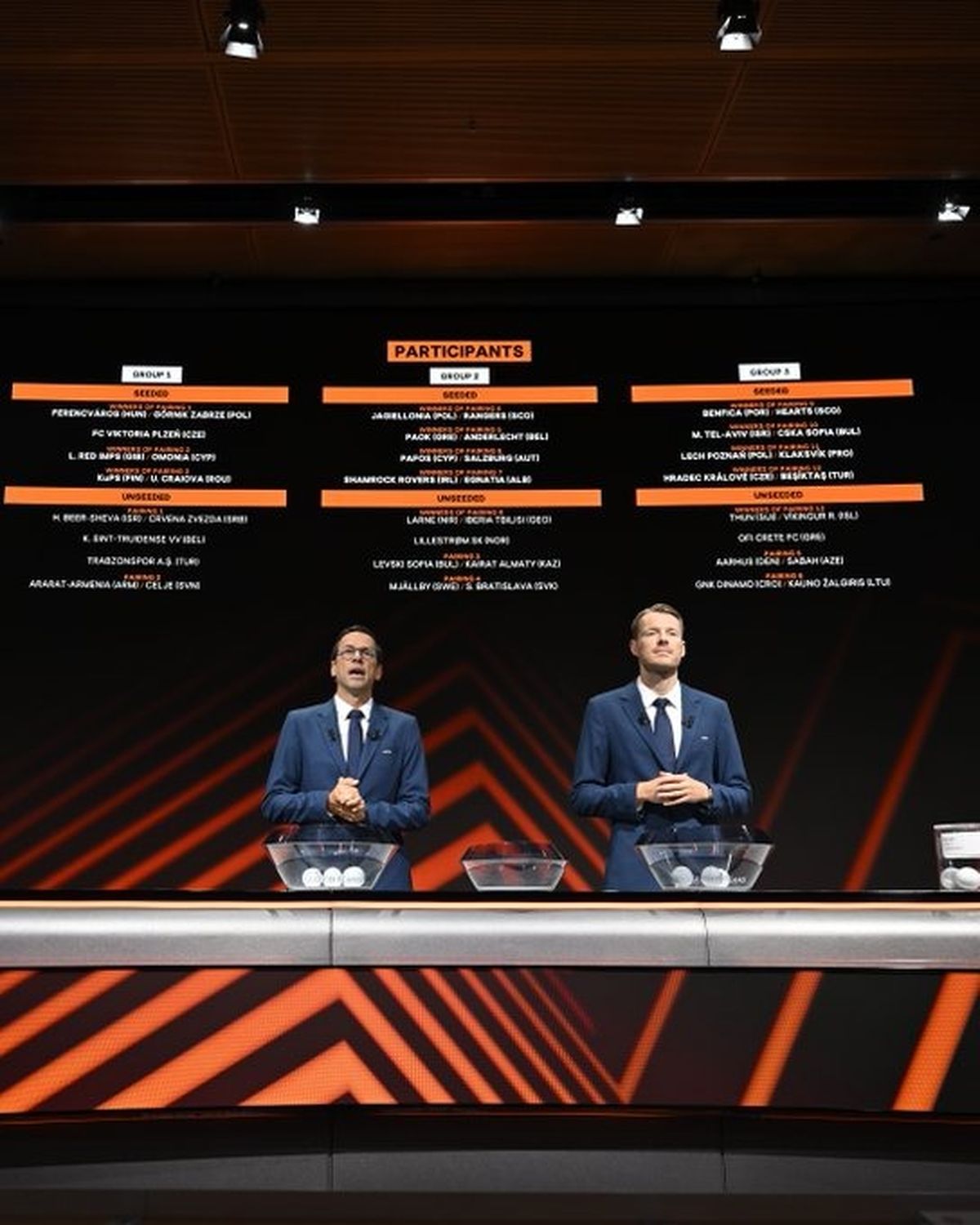 مراسم إعلان نتائج القرعة، الصورة من الحساب الرسمي ليوروبا ليغ على منصة إكس- @EuropaLeague
