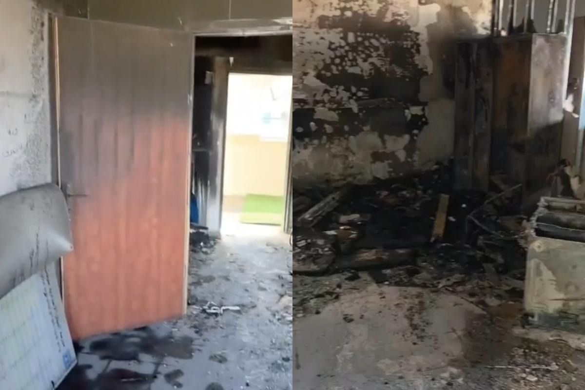 لقطة شاشة من فيديو يوثق الأضرار التي لحقت بالمدرسة