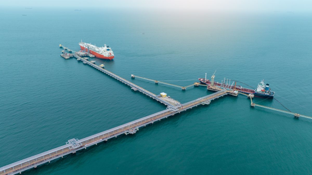 Lpg,Ship,,Oil,Tanker,Ship.,Red,Oil,Tanker,Ranchored,In | Shutterstock
