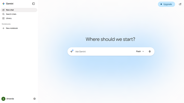 واجهة Gemini على الويب وتظهر قائمة اختيار النموذج بجانب مربع الكتابة (لقطة شاشة: Google / ويكيميديا كومنز، ملكية عامة)