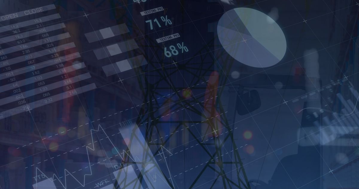 Image,Of,Graphs,And,Data,Over,Fiend,With,Electricity,Pole | Shutterstock