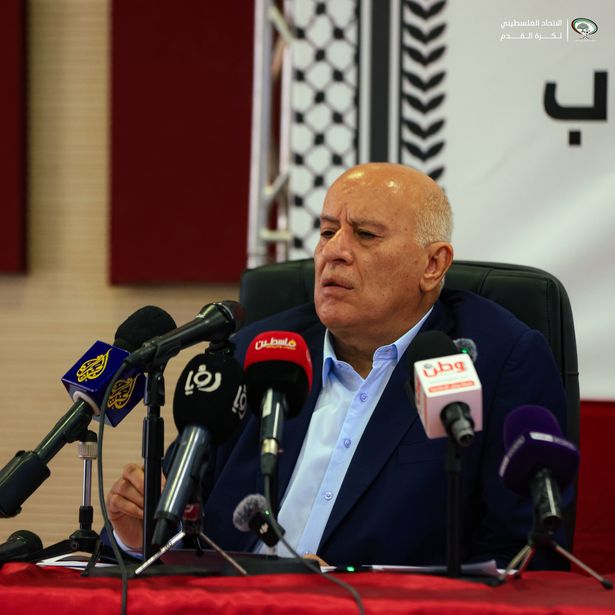 جبريل الرجوب، رئيس الاتحاد الفلسطيني لكرة القدم، الصورة من الحساب الرسمي للاتحاد الفلسطيني لكرة القدم على منصة إكس- @Palestine_fa