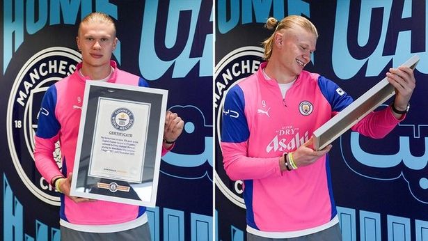 إيرلينغ هالاند، الصورة من الحساب الرسمي لموسوعة غينيس على منصة إكس- @GWR
