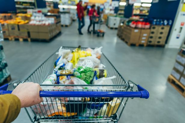 First,Person,View.,Man,With,Trolley,In,Grocery,Store.,Shopping | Shutterstock