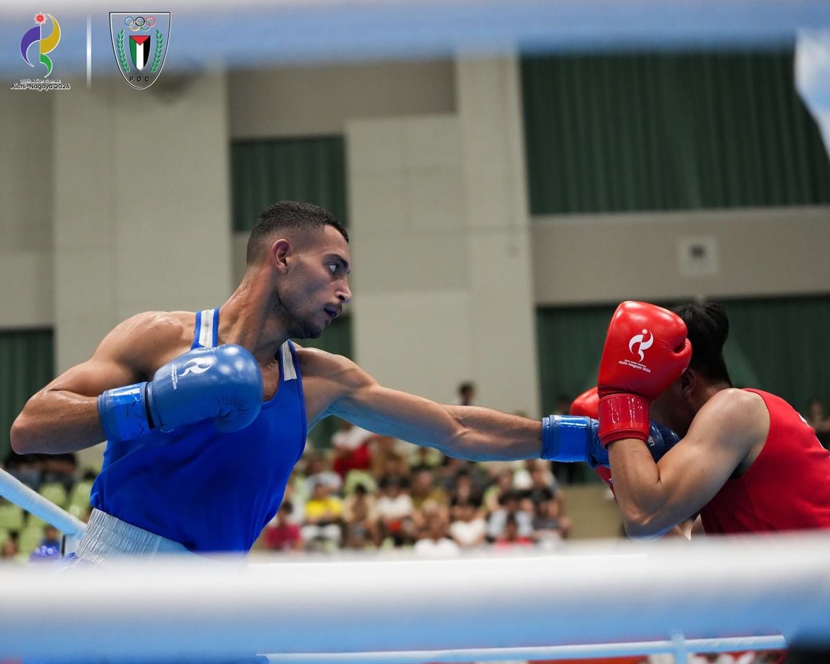 محمد عيسى - ملاكم فلسطيني - الصورة من حساب اللجنة الأولمبية الفلسطينية على فيسبوك - Palestine Olympic Committee- اللجنة الأولمبية الفلسطينية